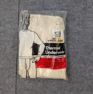 Vintage Thermal Underwear Men Large Ankle Length Drawer Winter Weight Sportswear